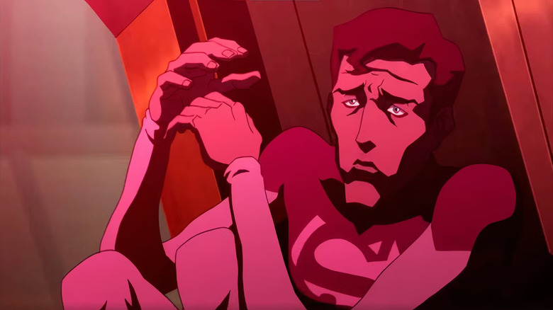 The Superman of the flashpoint universe, skinny and shrinking in red sunlight