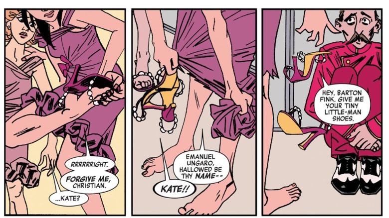 Kate Bishop destroys a dress