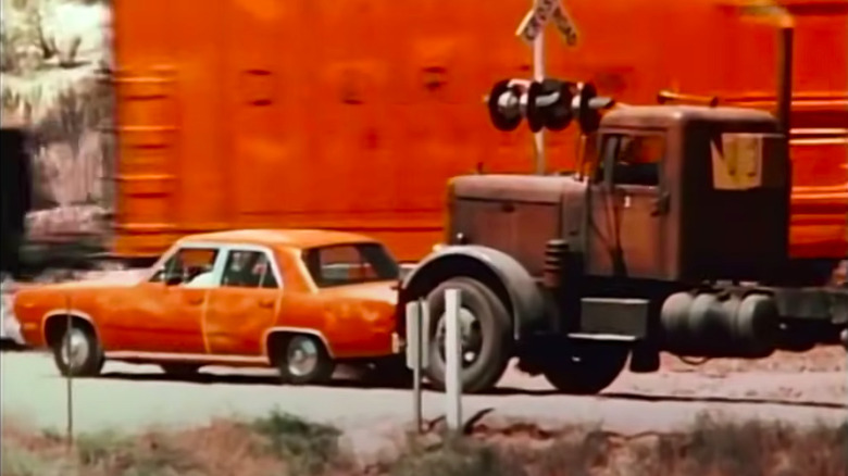 Semi-truck chasing a car