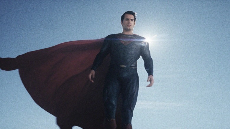 Man of Steel Superman floating in the sky