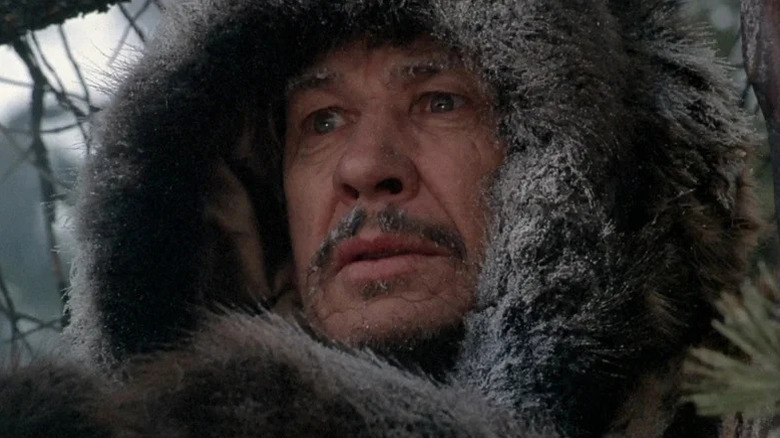 Albert Johnson stares wildly while wearing a parka in Death Hunt