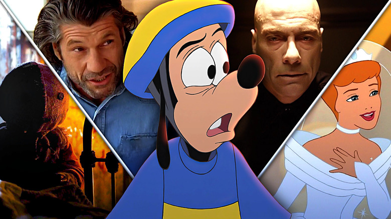 The demon Sam (Quinn Lord) from Trick 'r Treat, Earl (Fred Ward) from Tremors 2, Max from An Extremely Goofy Movie, Private Luc Deveraux (Jean-Claude Van Damme in white makeup) in Universal Soldier: Day of Reckoning, and Cinderella in Cinderella III: A Twist in Time