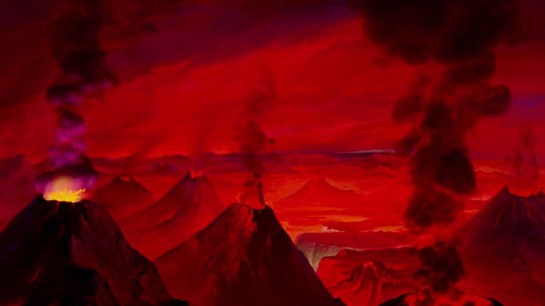 Fantasia Volcanoes spew smoke and lava