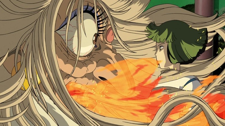Spirited Away Yubaba confronts Chihiro