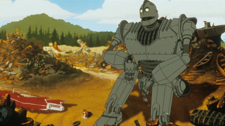 Giant robot sits in junkyard