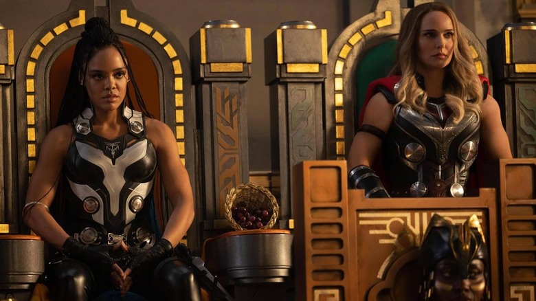 Tessa Thompson and Natalie Portman in Thor: Love and Thunder