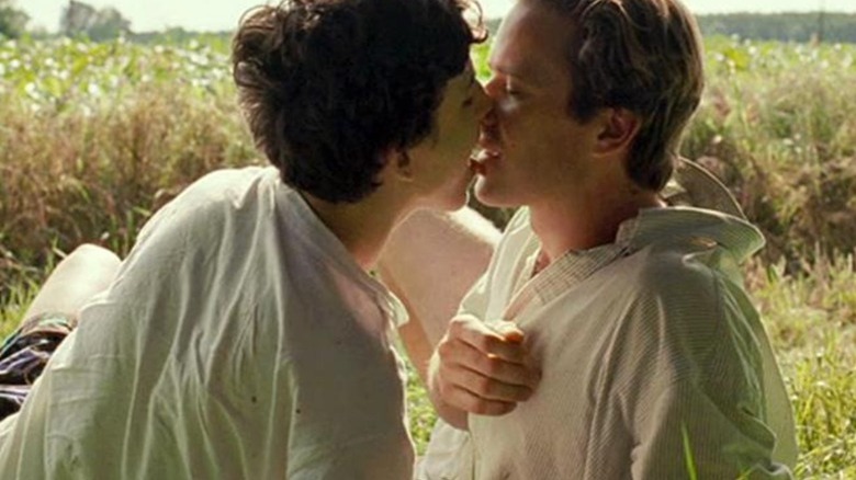 Armie Hammer and Timothée Chalamet kiss