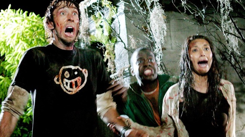 The cast of "Hatchet" screaming