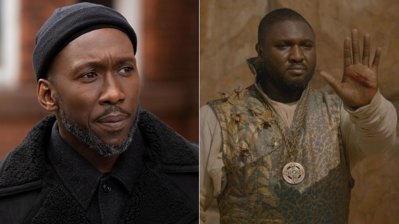 Mahershala Ali as Ali Malik in Ramy/Nonso Anozie as Xaro Xhoan Daxos after cutting his palm in Game of Thrones