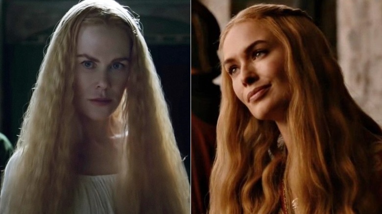 Nicole Kidman as Gudrún in The Northman/Lena Headey as Cersei tilting her head in Game of Thrones