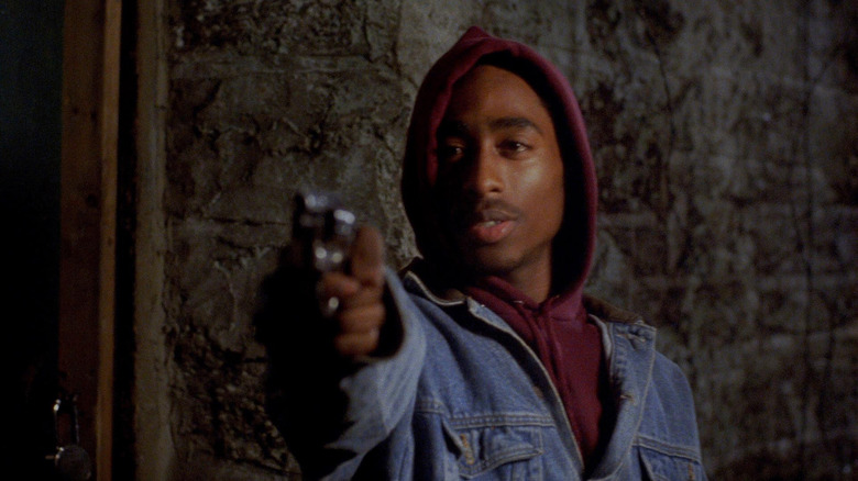 Bishop (Tupac Shakur) points a gun in Juice