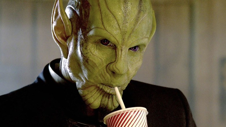 Ben Mendelsohn as Talos drinking soda in Captain Marvel