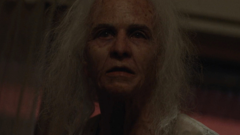 Mia Goth as old Pearl at the end of X