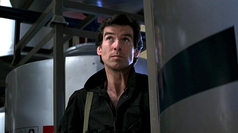 Pierce Brosnan as James Bond looking up in GoldenEye
