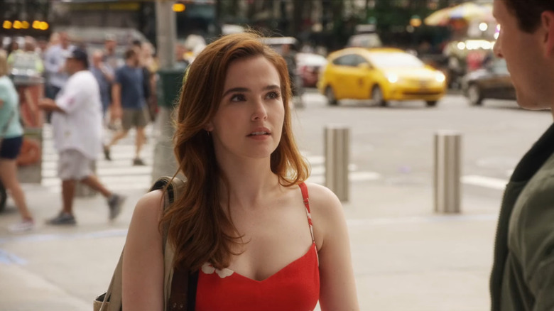 Zoey Deutch as Harper Moore looking up in Set It Up