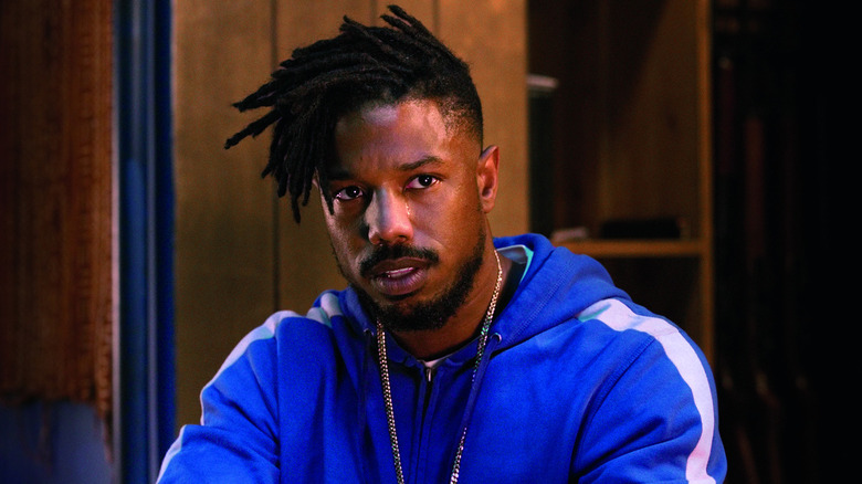 Michael B. Jordan as Killmonger crying in Black Panther