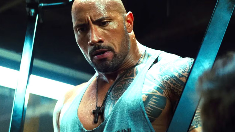 Dwayne "The Rock" Johnson as Paul Doyle looks confused in Pain & Gain