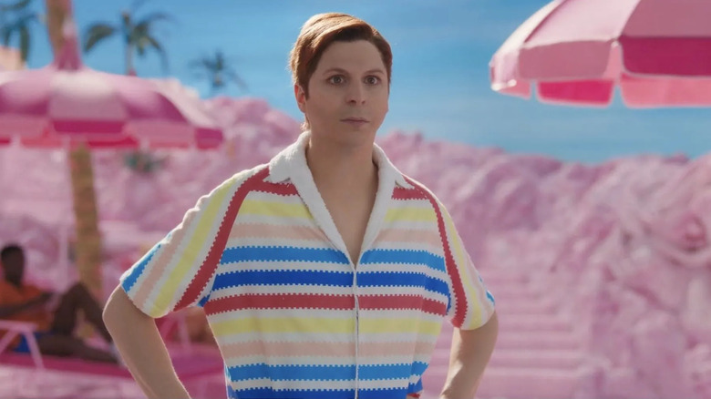 Michael Cera as Allan looks shocked in Barbie