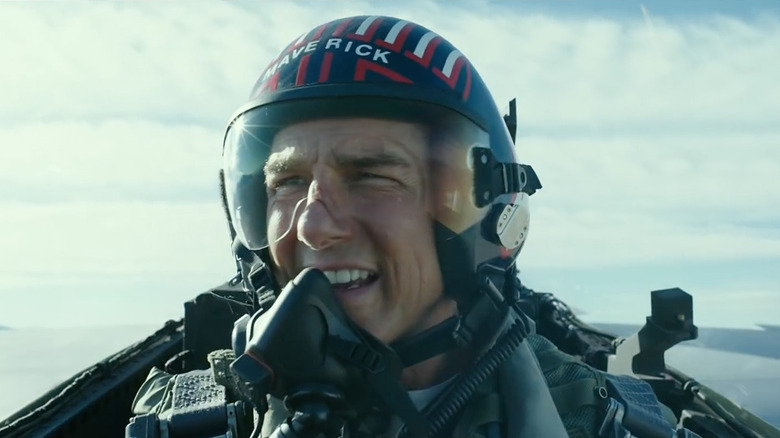 Tom Cruise as Maverick flies in a jet in Top Gun: Maverick