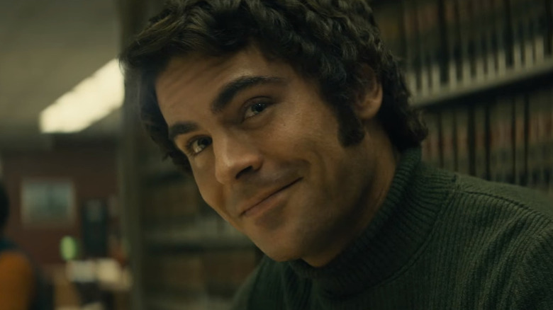 Zac Efron as Ted Bundy smirking in Extremely Wicked Shockingly Evil and Vile