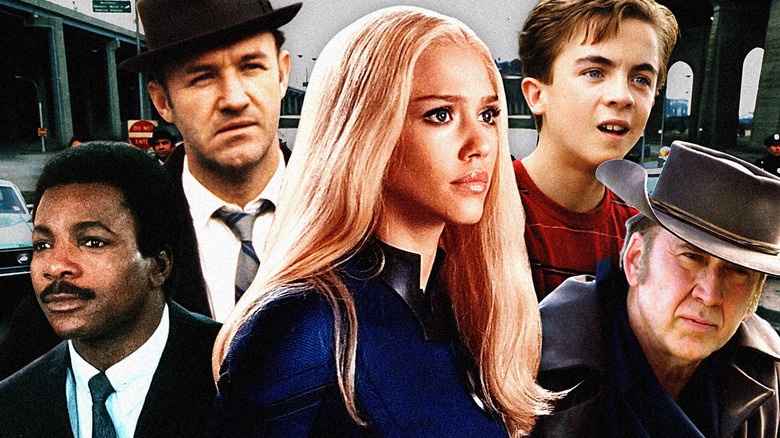 Collage featuring Gene Hackman, Jessica Alba, Frankie Muniz, Nicolas Cage, and Carl Weathers