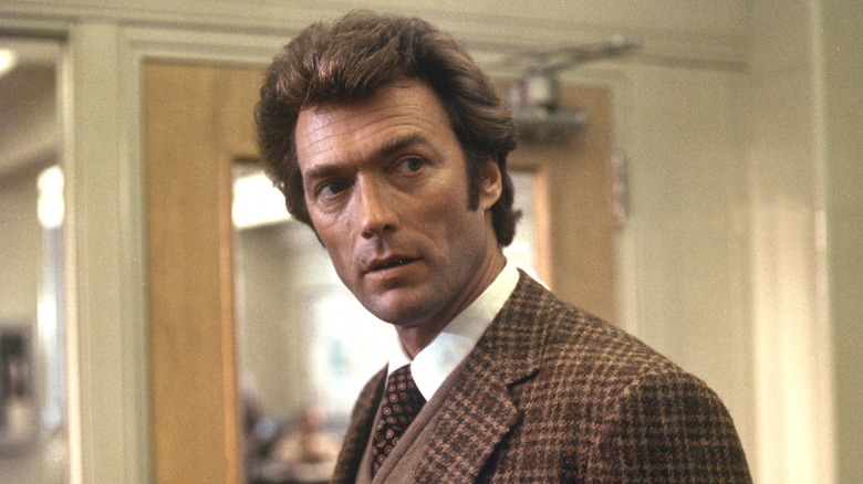 Clint Eastwood as Inspector Harry Callahan, looking sideways in Dirty Harry.