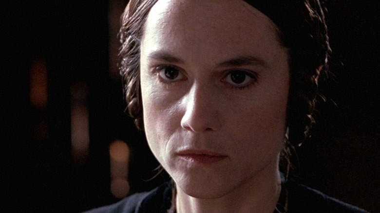 Ada McGrath (Holly Hunter) stares up intensely in The Piano