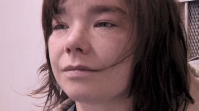 Selma (Bjork) with a rope around her neck in Dancer in the Dark