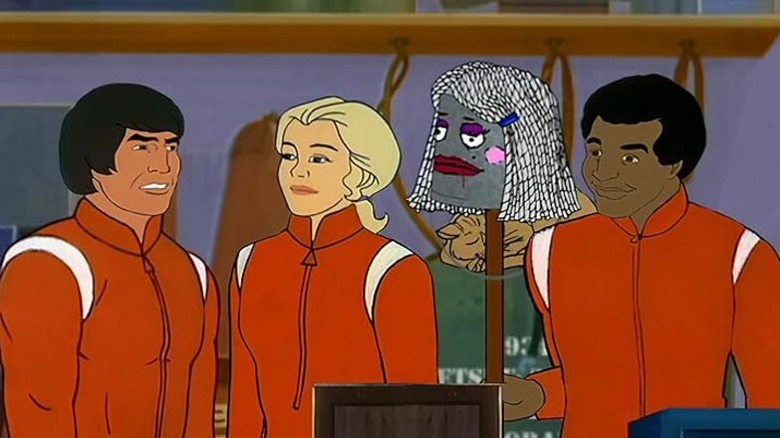 The Sealab crew talk in a closet in Sealab 2021