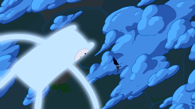 Finn's astral body floats above Marceline on Adventure Time