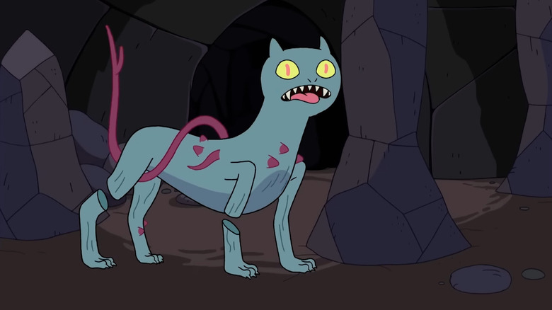 The Demon cat stalks around a dungeon in Adventure Time