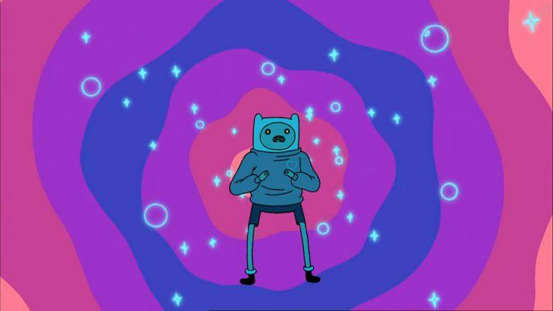 Finn imagines pink energy around him on Adventure Time