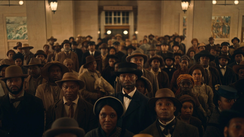 A crowd gathers in "The Underground Railroad"