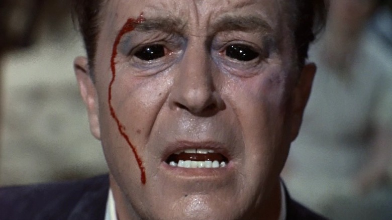Ray Milland as James, realizing too late that he's gone too far in X: The Man with X-ray Eyes