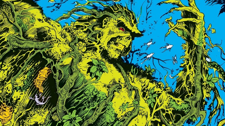 Swamp Thing rising up in Saga of the Swamp Thing