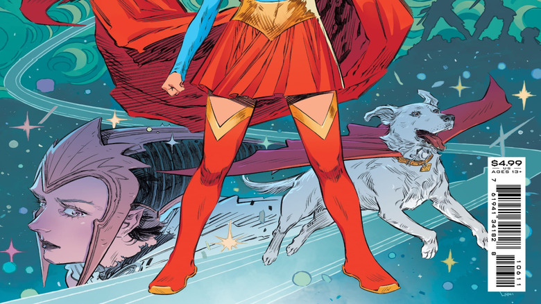 Supergirl holding a sword in the air in Supergirl: Woman of Tomorrow