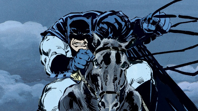 Batman riding a horse in The Dark Knight Returns