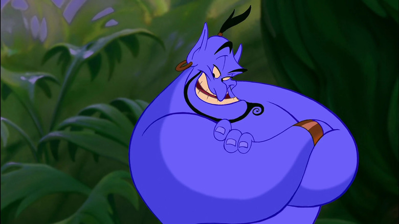 The Genie smirks before unleashing his magic in Aladdin