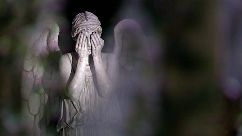 The Weeping Angel covering eyes in the Doctor Who episode Blink
