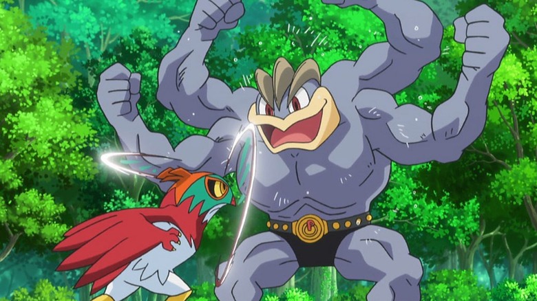 Hawlucha attacking Machamp on Pokemon the Series: XY