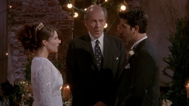 Helen Baxendale as Emily Waltham and David Schwimmer as Ross Geller when he said the wrong name in the Friends episode