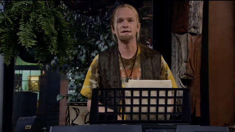 Barney Stinson (Neil Patrick Harris), from the past, sings and plays a song on his keyboard in How I Met Your Mother