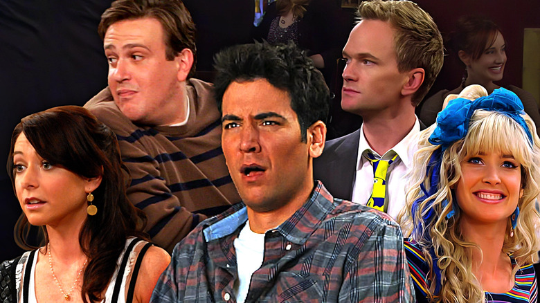 Alyson Hannigan (Lily), Jason Segel (Marshall), Josh Radnor (Ted), Neil Patrick Harris (Barney), and Cobie Smulders (Robin) in How I Met Your Mother