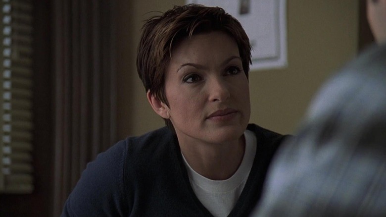 Olivia Benson (Mariska Hargitay) stares intently at someone in Law & Order: Special Victims Unit