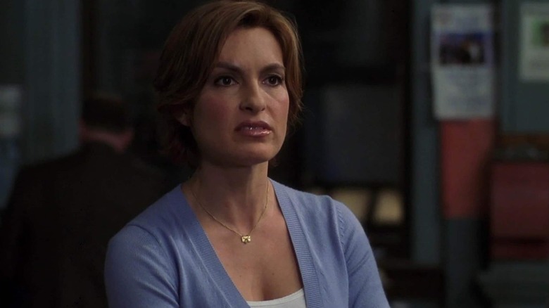 Olivia Benson (Mariska Hargitay) looks disgusted in the precinct office in Law & Order: Special Victims Unit