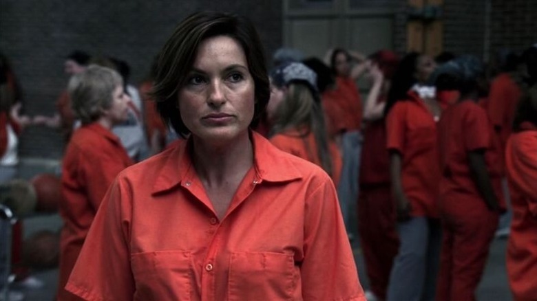 Olivia Benson (Mariska Hargitay) stands in a prison yard in Law & Order: Special Victims Unit