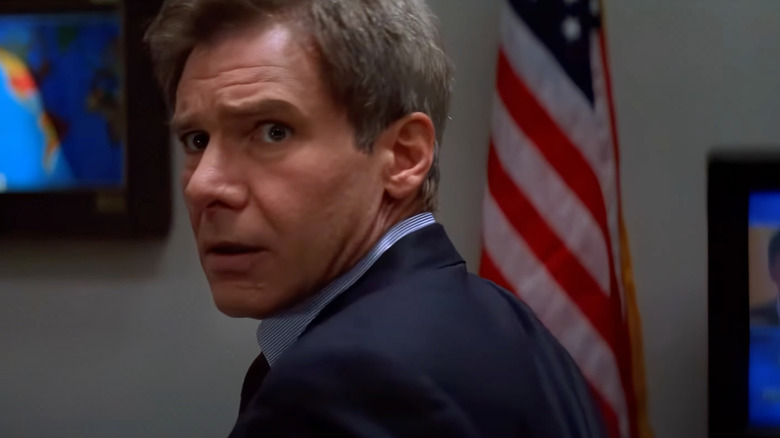 Harrison Ford as Jack Ryan looks over his shoulder in Clear and Present Danger