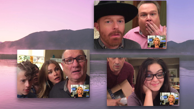 The Pritchett family speaking to each other on a video call on Modern Family