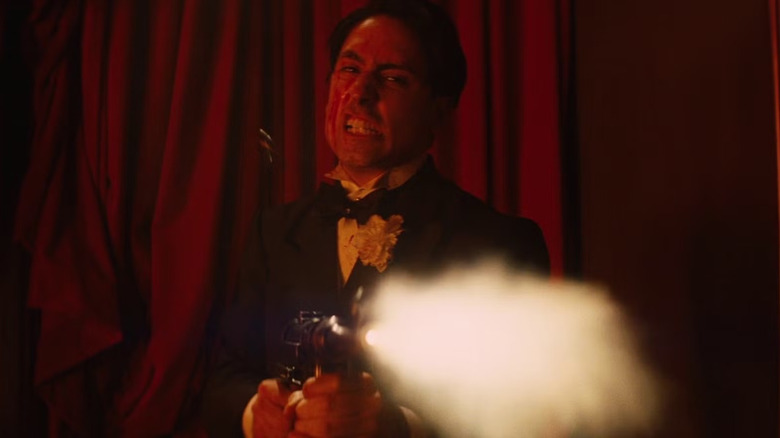 Pfc. Omar Ulmer (Omar Doom) shooting Hitler in Inglourious Basterds