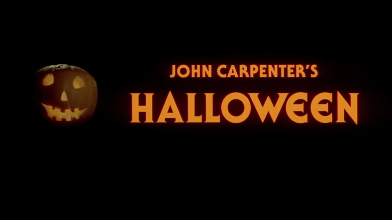 Title card in Halloween (1978) with a glowing jack-o-lantern